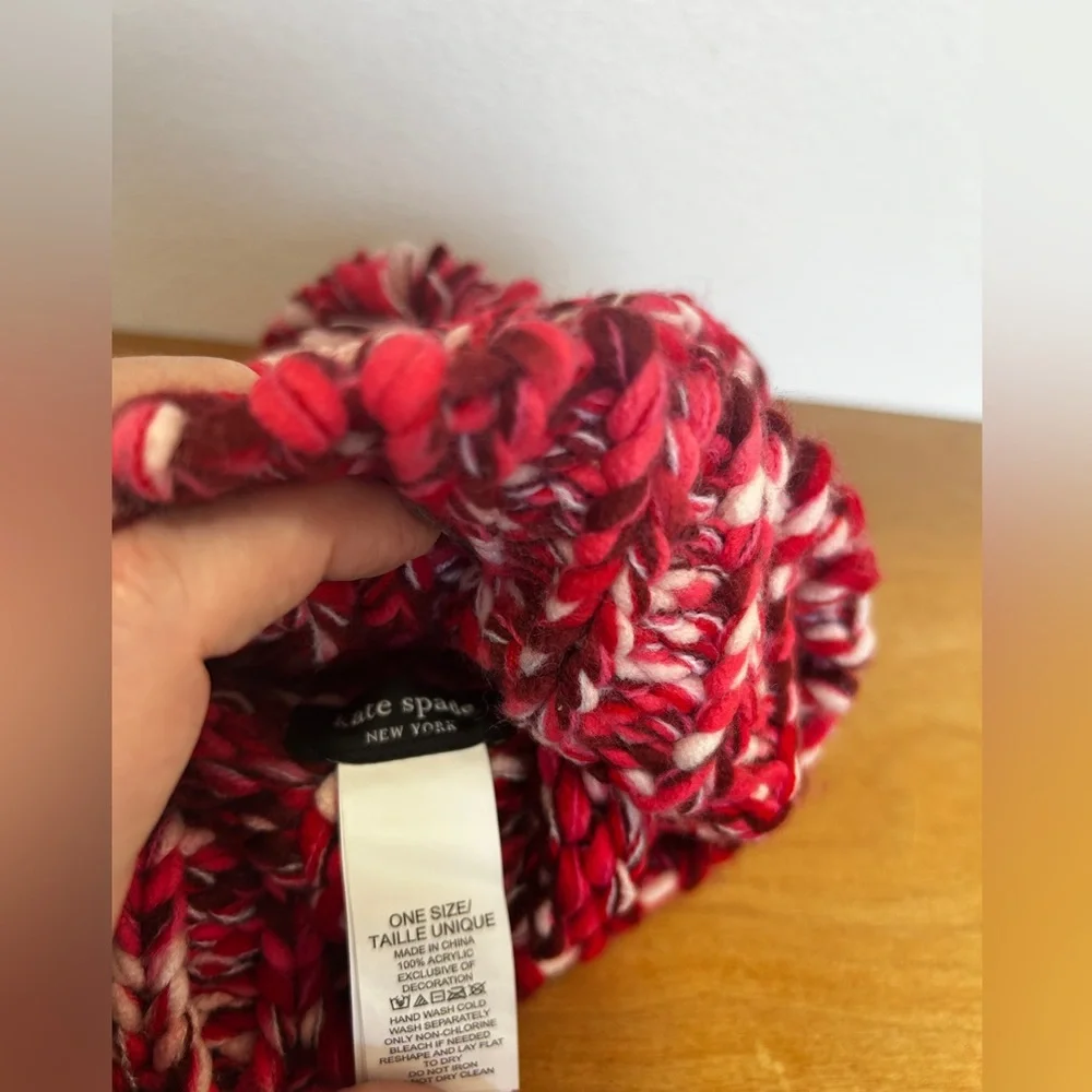 Kate Spade red and pink beanie. NWT